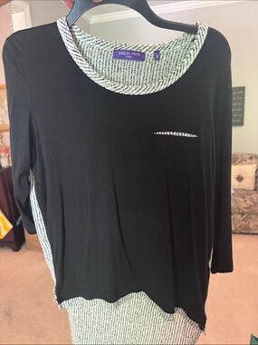 Emilio Pepe Black Long-Sleeve Tee with Contrast Trim